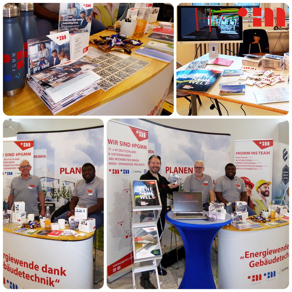 Fotocollage der Messeauftritte von PGMM an der Berufsakademie Bautzen und Glauchau im März 2023
